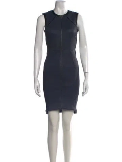 Pre-owned Yigal Azrouël Lamb Leather Knee-length Dress In Black/blue