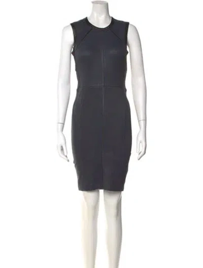 Pre-owned Yigal Azrouël Lamb Leather Knee-length Dress In Blue