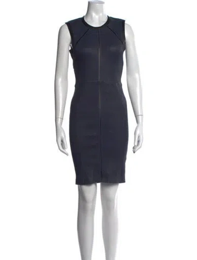 Pre-owned Yigal Azrouël Lamb Leather Knee-length Dress In Blue