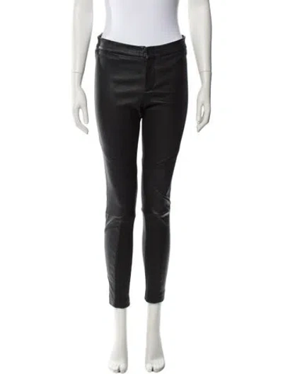 Pre-owned Yigal Azrouël Lamb Leather Skinny Leg Pants In Black
