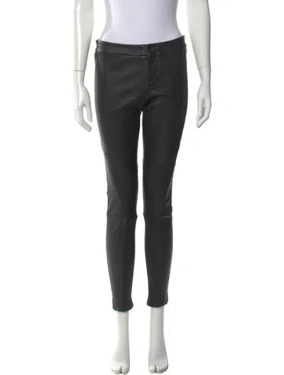 Pre-owned Yigal Azrouël Lamb Leather Skinny Leg Pants In Black