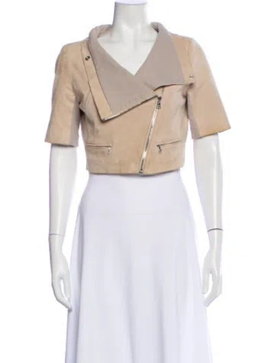 Pre-owned Yigal Azrouël Lambskin Bolero In Neutral