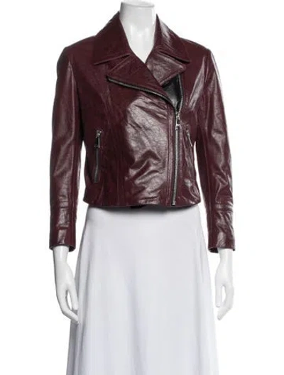 Pre-owned Yigal Azrouël Leather Biker Jacket In Burgundy