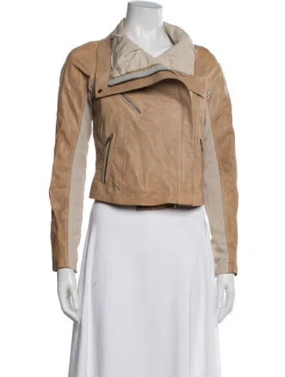 Pre-owned Yigal Azrouël Leather Biker Jacket In Neutrals