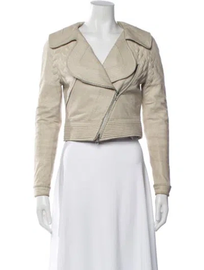 Pre-owned Yigal Azrouël Leather Biker Jacket In Neutrals