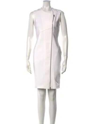 Pre-owned Yigal Azrouël Leather Knee-length Dress In White