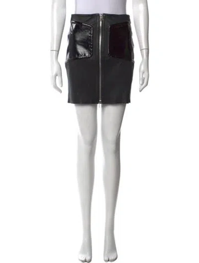 Pre-owned Yigal Azrouël Leather Mini Skirt In Blue/green