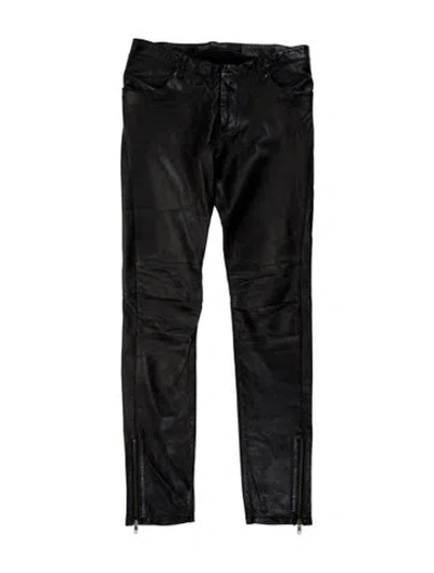 Pre-owned Yigal Azrouël Leather Straight Leg Pants In Black