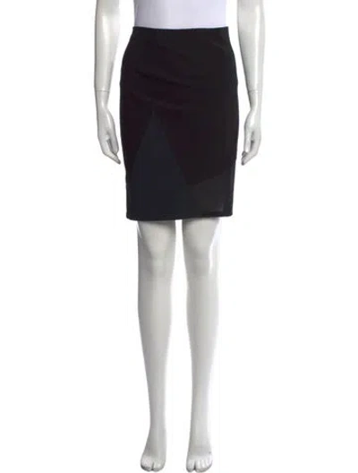 Pre-owned Yigal Azrouël Leather Trim Embellishment Knee-length Skirt In Black