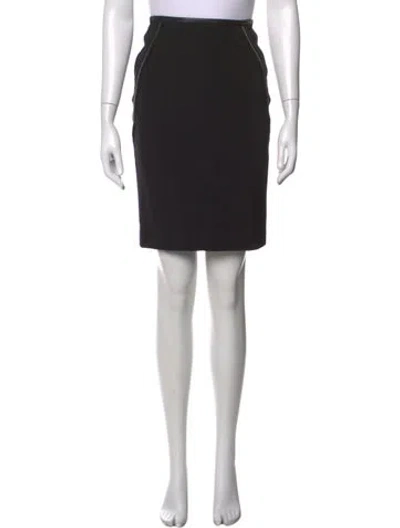 Pre-owned Yigal Azrouël Leather Trim Embellishment Knee-length Skirt In Black