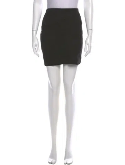 Pre-owned Yigal Azrouël Leather Trim Embellishment Mini Skirt In Black