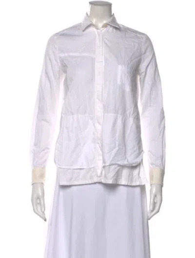 Pre-owned Yigal Azrouël Long Sleeve Button-up Top In Blue