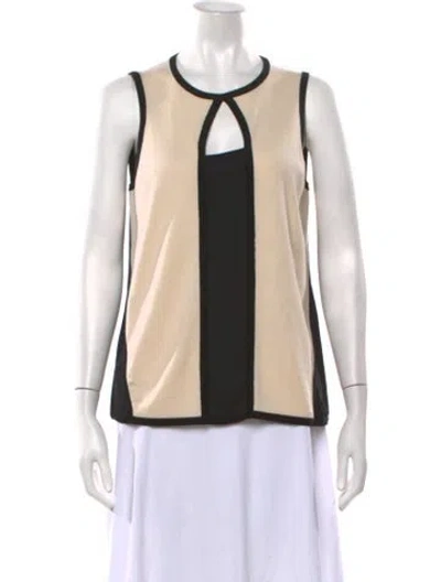 Pre-owned Yigal Azrouël Merino Wool Colorblock Pattern Top In Black