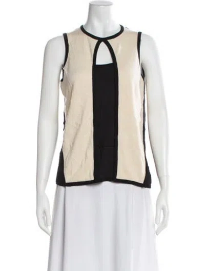 Pre-owned Yigal Azrouël Merino Wool Colorblock Pattern Top In Neutral