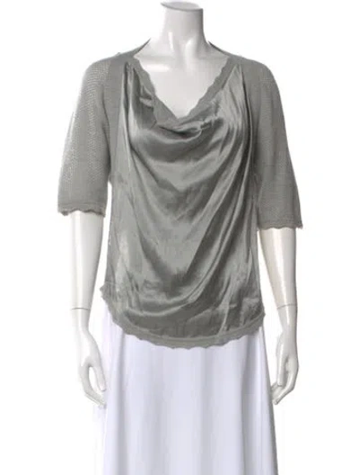 Pre-owned Yigal Azrouël Merino Wool Cowl Neck Blouse In Gray