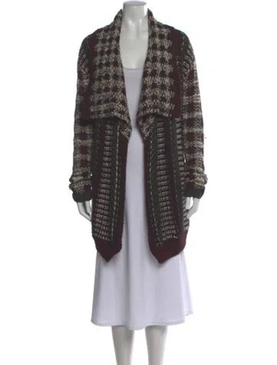 Pre-owned Yigal Azrouël Merino Wool Striped Sweater In Burgundy