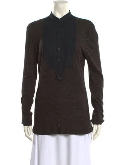 Pre-owned Yigal Azrouël Nylon Mock Neck Top In Black