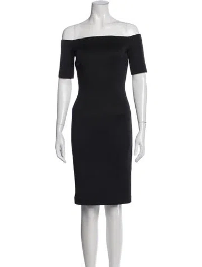 Pre-owned Yigal Azrouël Off-the-shoulder Knee-length Dress In Black
