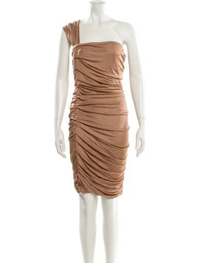 Pre-owned Yigal Azrouël One-shoulder Mini Dress In Brown