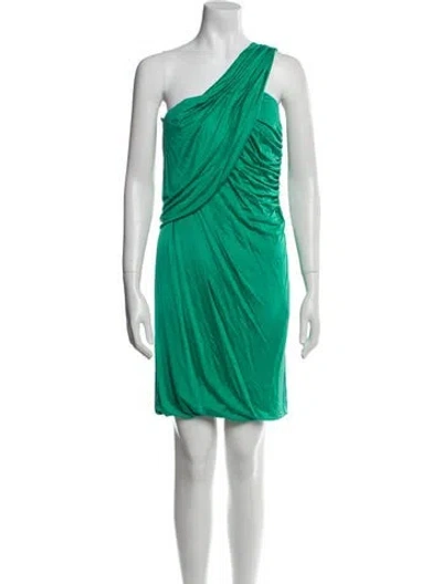 Pre-owned Yigal Azrouël One-shoulder Mini Dress In Green