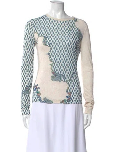 Pre-owned Yigal Azrouël Paisley Print Crew Neck Top In Neutral