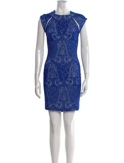 Pre-owned Yigal Azrouël Paisley Print Mini Dress In Blue