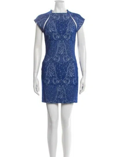 Pre-owned Yigal Azrouël Paisley Print Mini Dress In Blue
