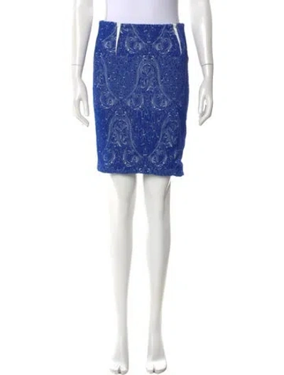 Pre-owned Yigal Azrouël Paisley Print Mini Skirt In Blue