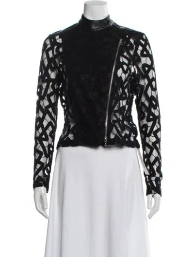 Pre-owned Yigal Azrouël Patterned Biker Jacket In Black