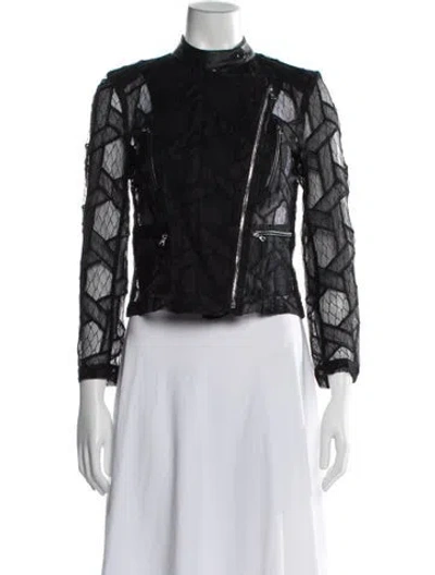 Pre-owned Yigal Azrouël Patterned Biker Jacket In Black
