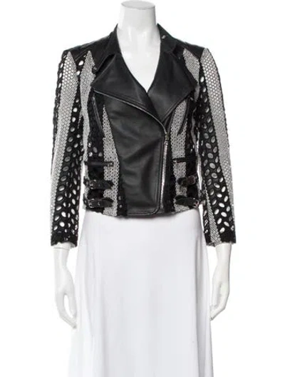 Pre-owned Yigal Azrouël Patterned Biker Jacket In Black