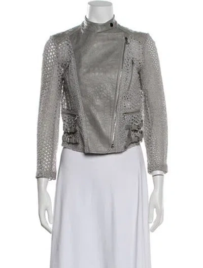 Pre-owned Yigal Azrouël Patterned Biker Jacket In Grey