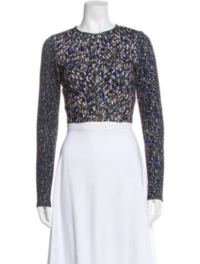 Pre-owned Yigal Azrouël Patterned Crew Neck Crop Top In Multi