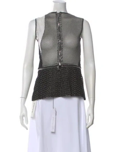 Pre-owned Yigal Azrouël Patterned Crew Neck Top In Black
