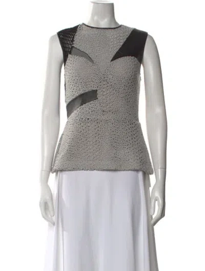 Pre-owned Yigal Azrouël Patterned Crew Neck Top In Black