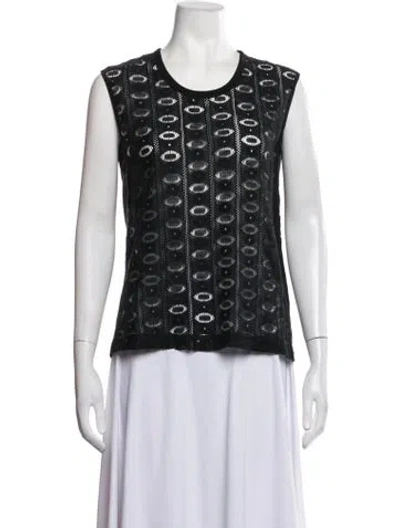 Pre-owned Yigal Azrouël Patterned Crew Neck Top In Black