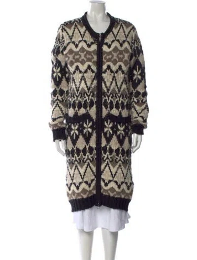 Pre-owned Yigal Azrouël Patterned Open Front Sweater In Neutral