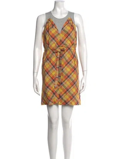 Pre-owned Yigal Azrouël Plaid Print Mini Dress In Gray