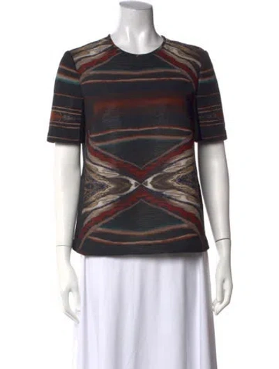 Pre-owned Yigal Azrouël Printed Crew Neck Top In Black
