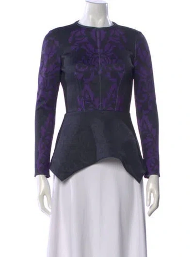 Pre-owned Yigal Azrouël Printed Crew Neck Top In Purple