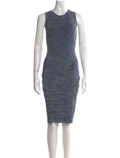 Pre-owned Yigal Azrouël Printed Knee-length Dress W/ Tags In Blue