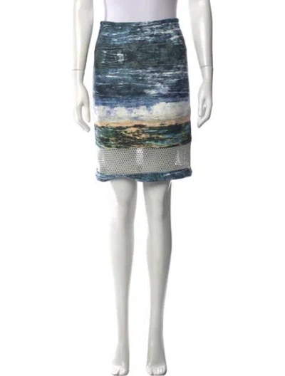 Pre-owned Yigal Azrouël Printed Knee-length Skirt In Blue/neutrals