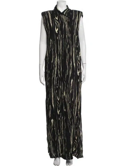Pre-owned Yigal Azrouël Printed Long Dress In Black