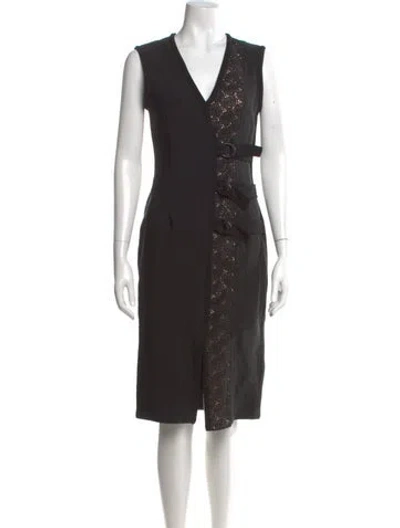 Pre-owned Yigal Azrouël Printed Midi Length Dress In Black