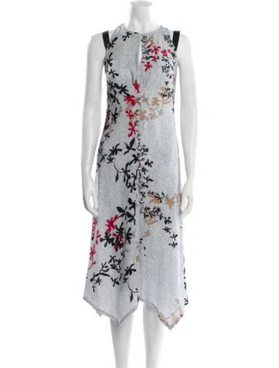 Pre-owned Yigal Azrouël Printed Midi Length Dress In Blue