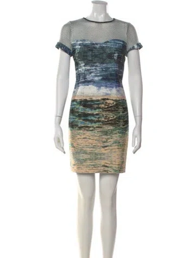 Pre-owned Yigal Azrouël Printed Mini Dress In Blue