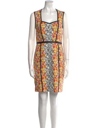 Pre-owned Yigal Azrouël Printed Mini Dress In Yellow