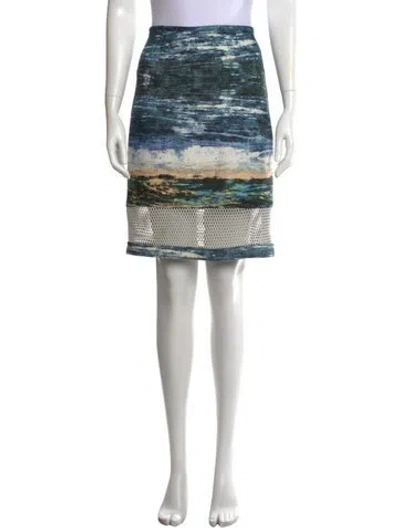Pre-owned Yigal Azrouël Printed Mini Skirt In Blue/neutrals