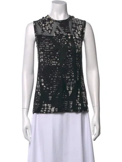 Pre-owned Yigal Azrouël Printed Mock Neck Top In Black