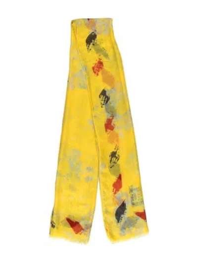 Pre-owned Yigal Azrouël Printed Scarf In Yellow